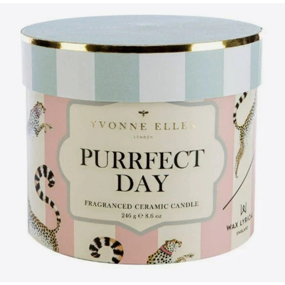 YVONNE ELLEN 9oz Boxed Purrfect Day Ceramic Multi Wick Candle - Gift Wrapped! - Picture 2 of 6